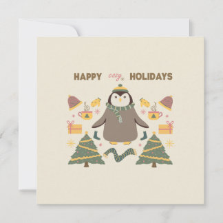 Carte de vœux joyeuses fêtes cosy
