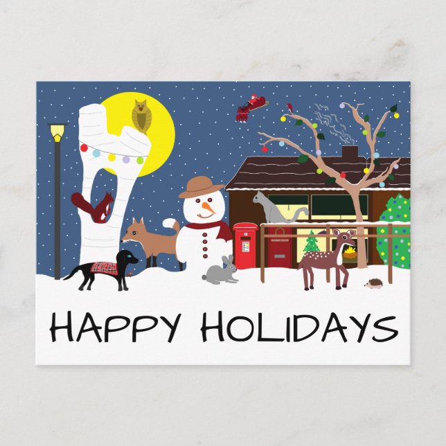 Carte de vœux Joyeuses Fêtes du Bonhomme de Neige (Devant)