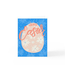 Carte de vœux Joyeuses Pâques avec fleurs et e
