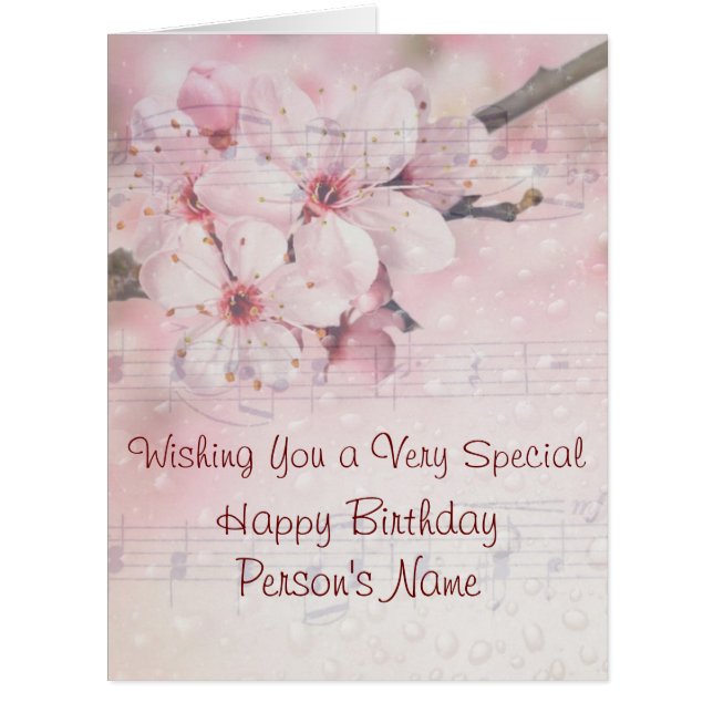 Carte de voeux Joyeux Anniversaire Cerise Fleurs (Devant)