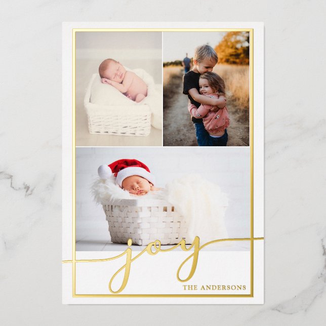 Carte de vœux « Joyeux » avec photo et foil (Recto)