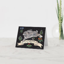 Carte de voeux Joyeux Bonne chance Rabbit Blank