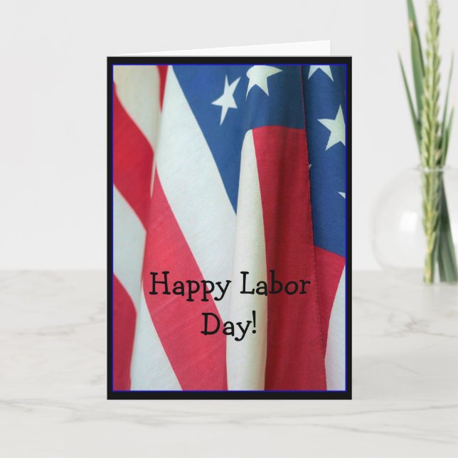Carte de voeux Joyeux Flag de la Fête du Travail (Devant)