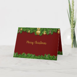 Carte de voeux Joyeux Noël Garland rouge et vert