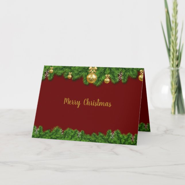 Carte de voeux Joyeux Noël Garland rouge et vert (Devant)