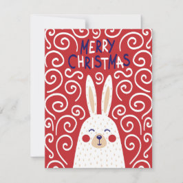 Carte de vœux joyeux Noël Lapin fantaisiste