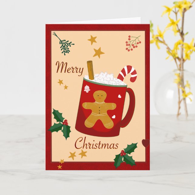 Carte de voeux Joyeux Noël plié (Fleur jaune)