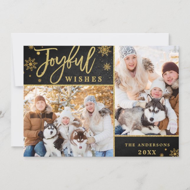 Carte de voeux Joyful Gold Frame Chalkboard 2 PHOT (Devant)