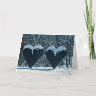 Carte de voeux jumelle de coeurs