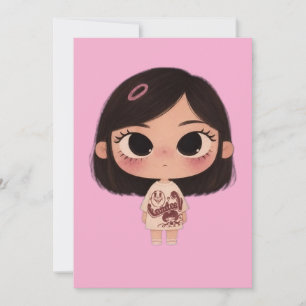 Carte de vœux Kawaii Fille Chibi Mignonne