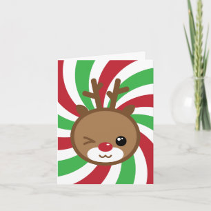 Carte de voeux Kawaii Reindeer