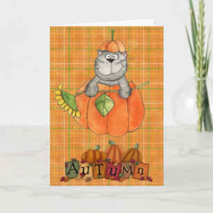 Carte de voeux Kitty Inside Citrouille