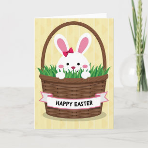 Carte de vœux Lapin dans un panier