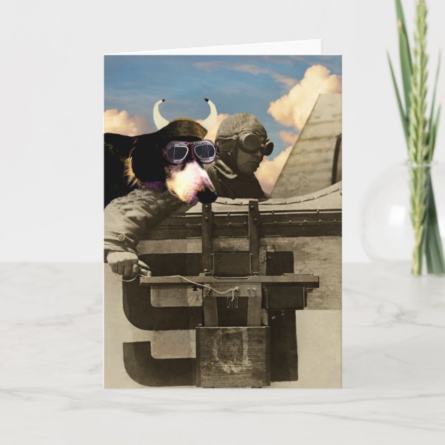 Carte de voeux le chien volant (Devant)