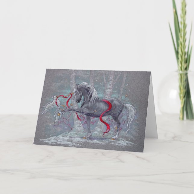 Carte de vœux - Licorne de vacances oiseau de neig (Devant)