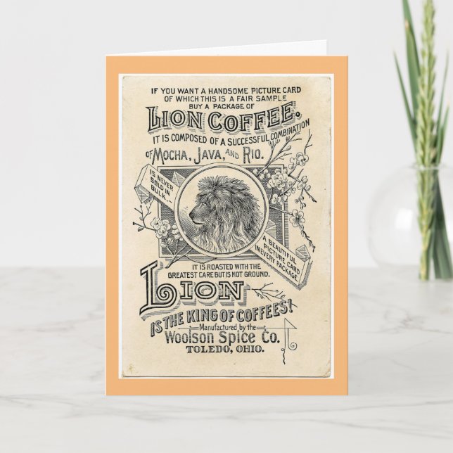 Carte de voeux Lion Coffee Vintage (Devant)