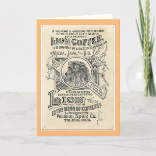 Carte de voeux Lion Coffee Vintage