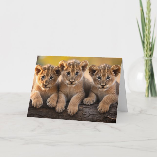 Carte de voeux Lion Cubs (Devant)