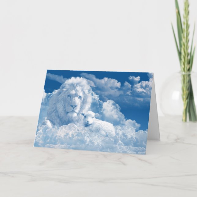 Carte de voeux Lion et Agneau (Devant)