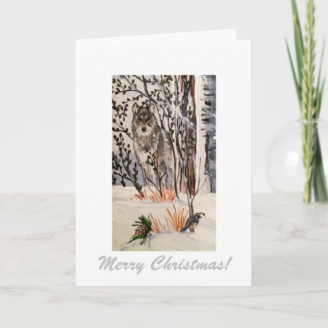 Carte de voeux Loup d'hiver (Devant)