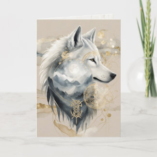 Carte de vœux Loup Gardien Tissé de Rêves