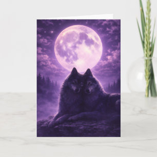 Carte de vœux Loups au clair de lune