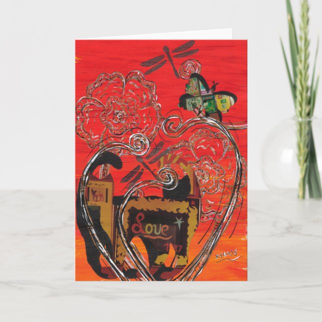 Carte de voeux Love Cat and Butterfly (Devant)