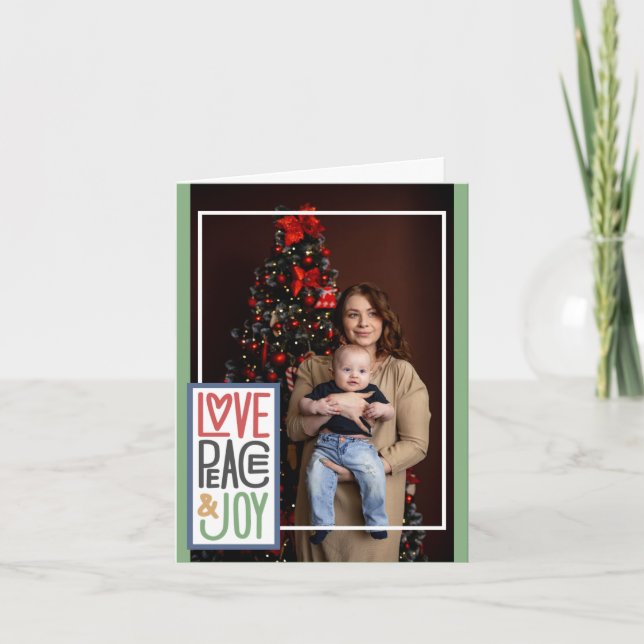 Carte de vœux Love Peace & Joy (ajoutez votre phot (Devant)
