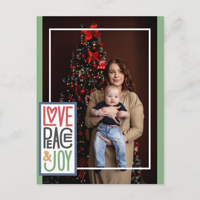 Carte de vœux Love Peace & Joy (ajoutez votre phot (Devant)