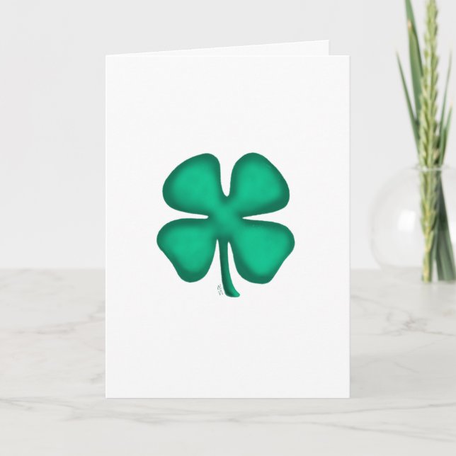 Carte de vœux Lucky 4 Leaf Irish Clover (vert) (Devant)