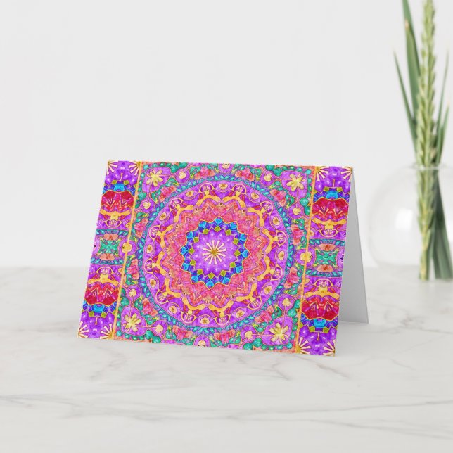 Carte de voeux lumineuse de mandala d'aquarelle de (Devant)