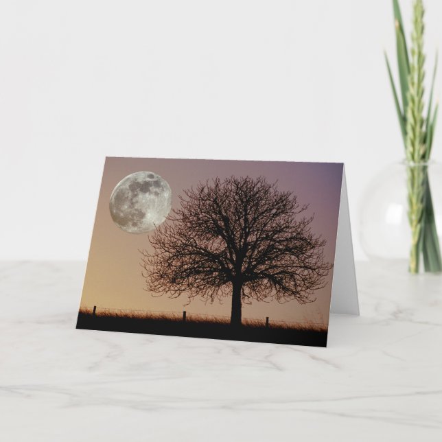 Carte de voeux Lune et Arbre (Devant)