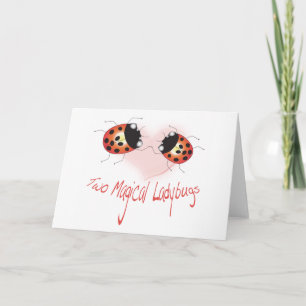 Carte de voeux magique de deux coccinelles -