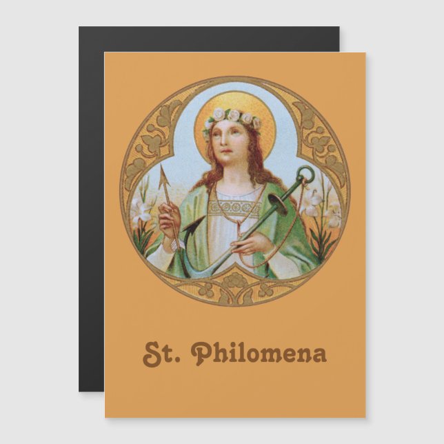 Carte de voeux magnétique St Philomena (BK 05) 5"x (Devant / Derrière)