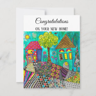 Carte de voeux maison douce et colorée