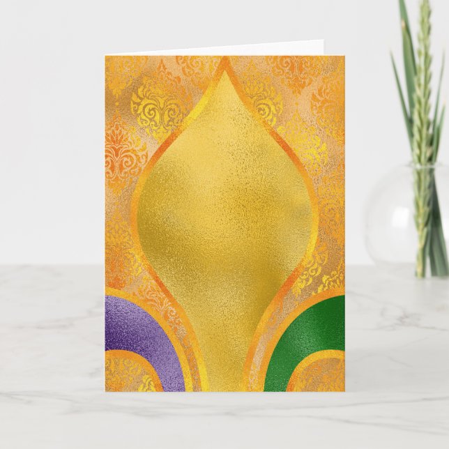 Carte de voeux Mardi Gras, Mardi Gras Golden Fleur (Devant)