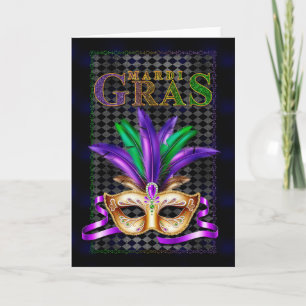 Carte de voeux Mardi Gras, Masque Mardi Gras