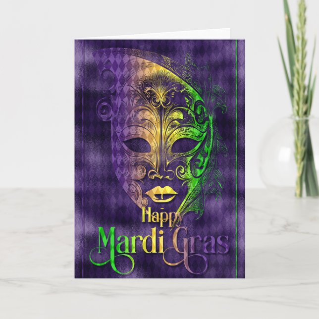 Carte de voeux Mardi Gras, Masque Mardi Gras (Devant)