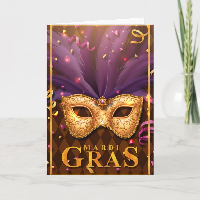 Carte de voeux Mardi Gras, Masque Mardi Gras (Devant)