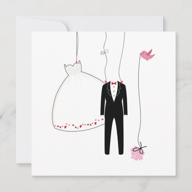 Carte de voeux mariage avec symboles mariages (Devant)
