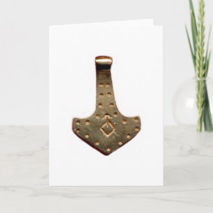 Carte de vœux marteau de Thor en or blanc