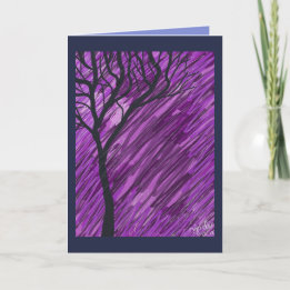 Carte de voeux mauve-foncé d'arbre d'automne