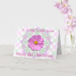 Carte de voeux - Med Pink Cosmos - 2e Anniversaire