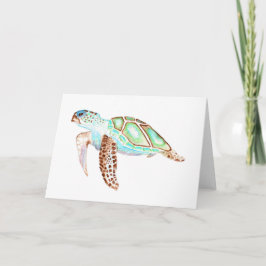 Carte de voeux Mer Turtle marron flipper Aquarelle