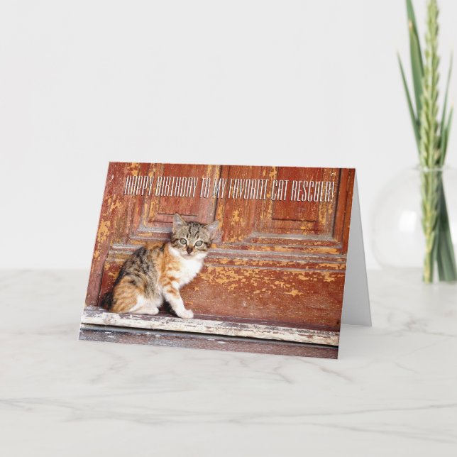 Carte de voeux Merci Cat Rescuer (Devant)