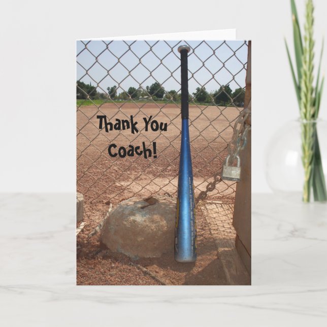 Carte de voeux Merci Coach baseball (Devant)