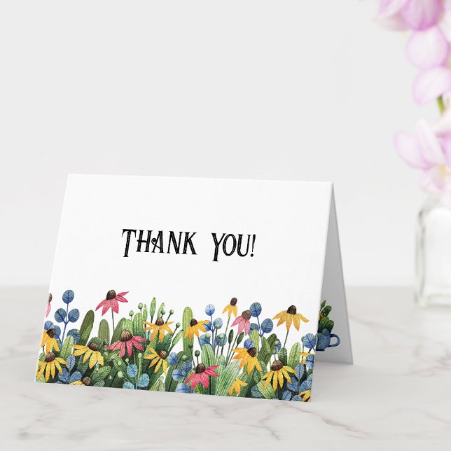 Carte de voeux Merci Fleur sauvage Aquarelle (Créateur téléchargé)