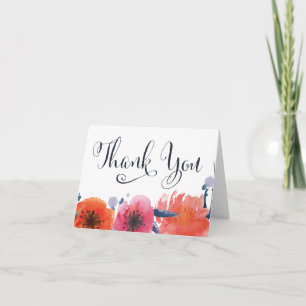 Carte de voeux Merci floral de couleur marine