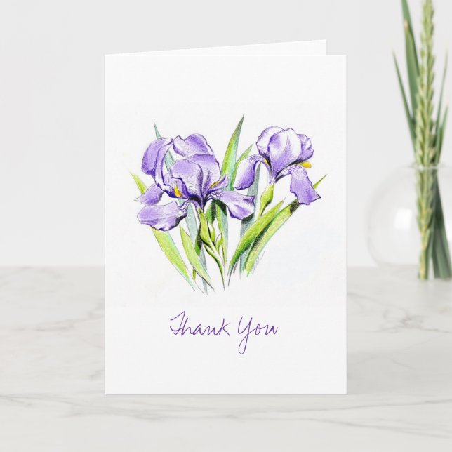Carte de voeux Merci Irises (Devant)