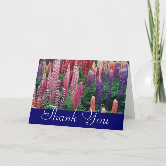 Carte de voeux Merci Lupens Fleurs (Devant)